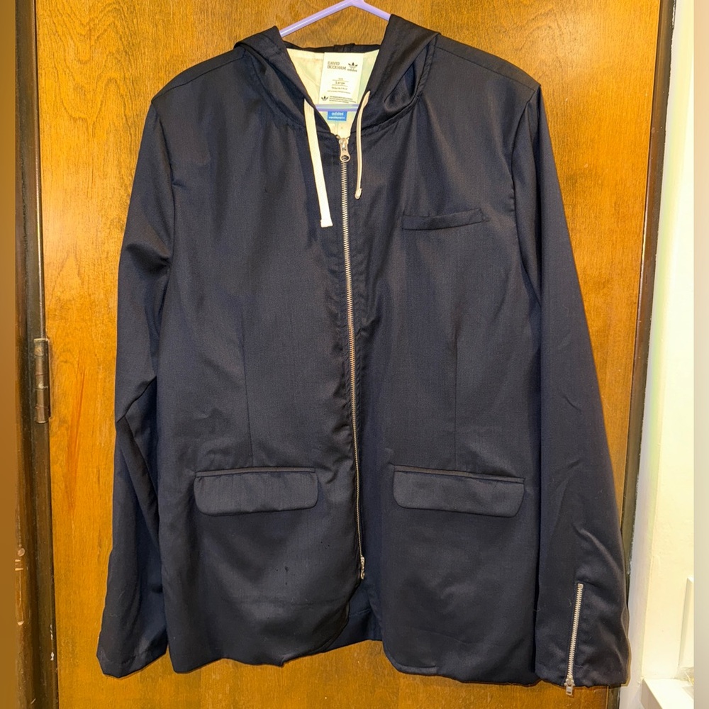 Adidas Originals x David Beckham Mens Hooded Blazer Zip Jacket Rare Navy Size L